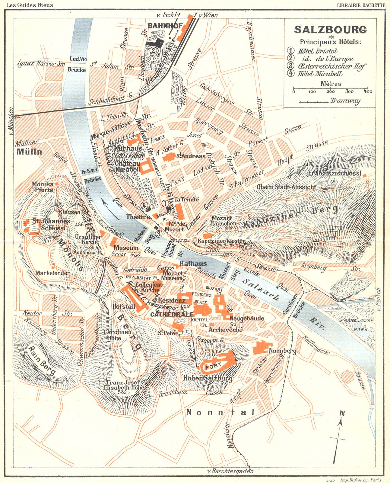 AUSTRIA. Salzburg 1914 old antique vintage map plan chart